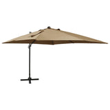 Vidaxl Parasol flottant avec poteau et éclairage LED 300 cm taupe
