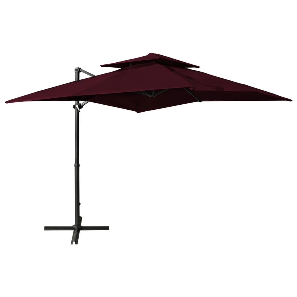 Vidaxl Plavajoči parazol z dvojno streho 250x250 cm Burgund Red