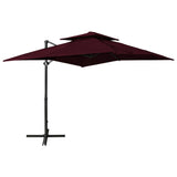 Vidaxl Plavajoči parazol z dvojno streho 250x250 cm Burgund Red