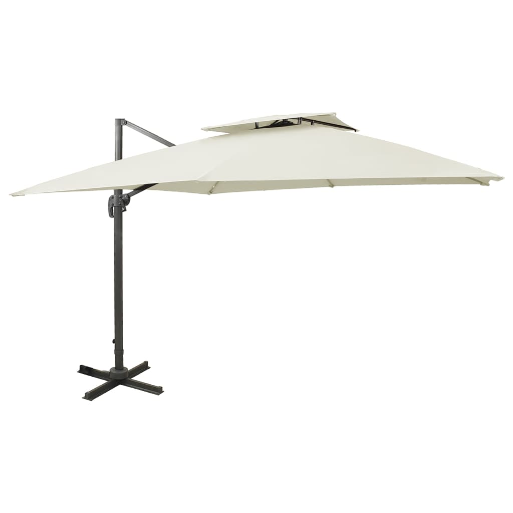 Vidaxl Floating parasol with double roof 300x300 cm sand -colored