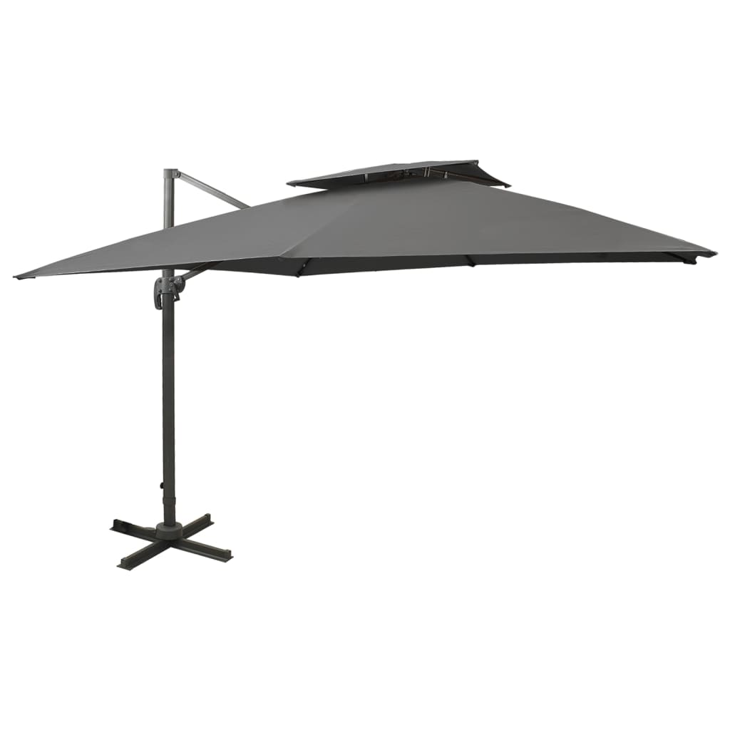Vidaxl Plavajoči parazol z dvojno streho 300x300 cm antracit -barvo