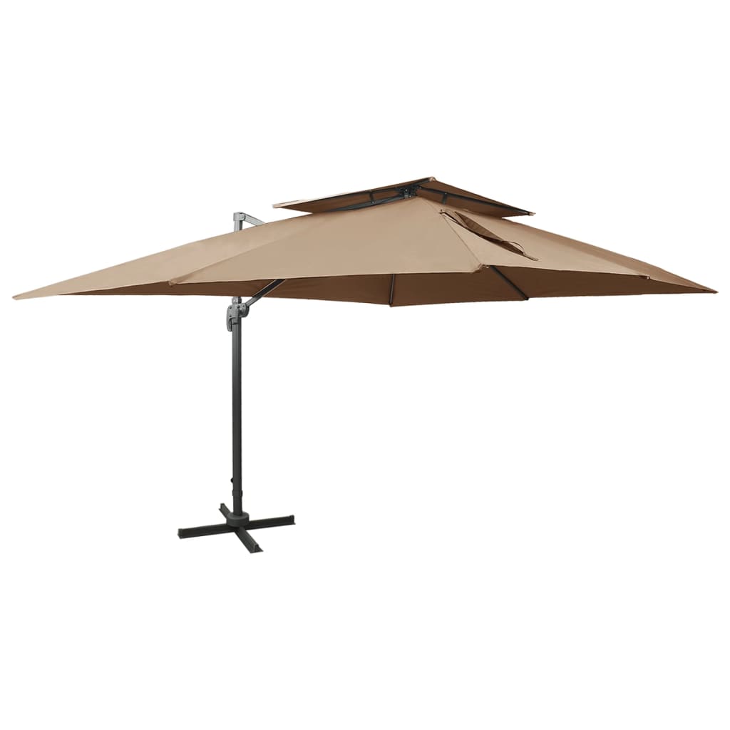 Vidaxl Floating parasol with double roof 400x300 cm Taupe