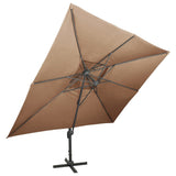 Vidaxl Floating parasol with double roof 400x300 cm Taupe