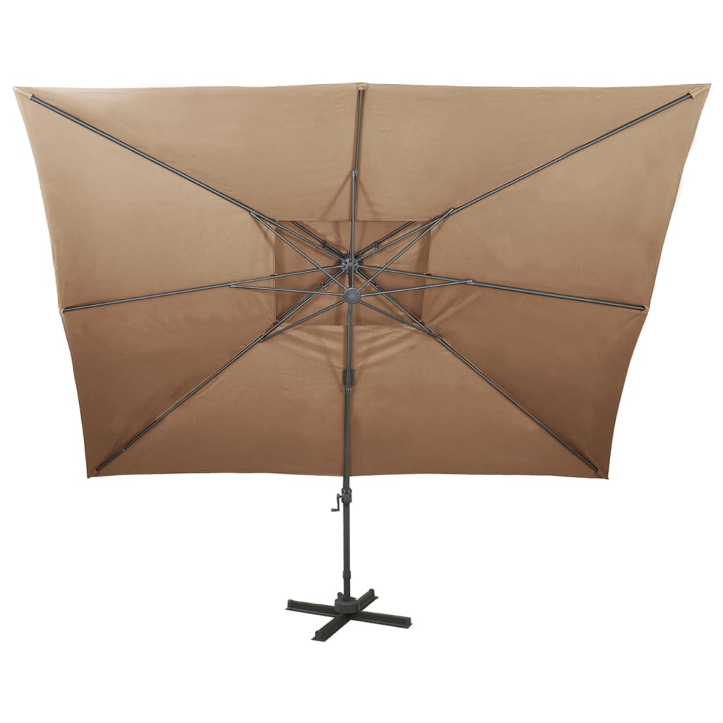 Vidaxl Floating parasol with double roof 400x300 cm Taupe