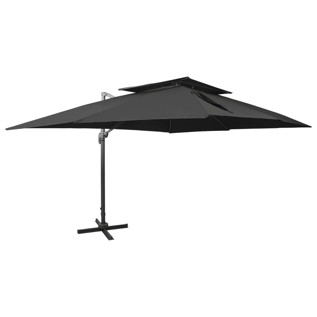 Vidaxl Floating parasol with double roof 400x300 cm Black
