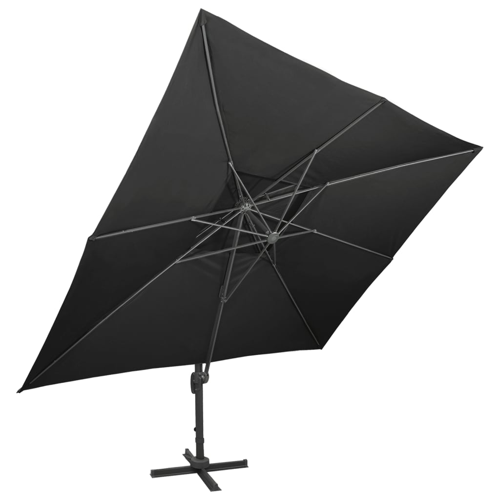 Vidaxl Floating parasol with double roof 400x300 cm Black