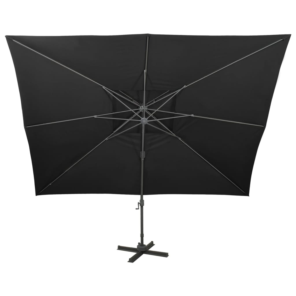 Vidaxl Floating parasol with double roof 400x300 cm Black
