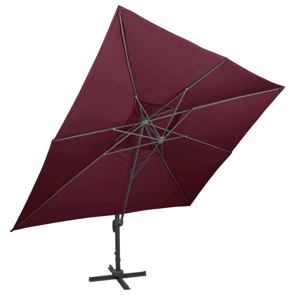 Vidaxl Floating parasol with double roof 400x300 cm burgundy red