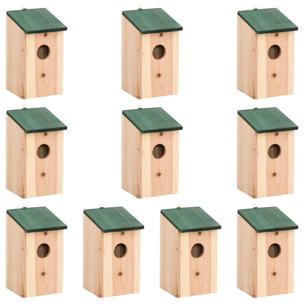 Vidaxl bird houses 10 pcs 12x12x22 cm solid pinewood