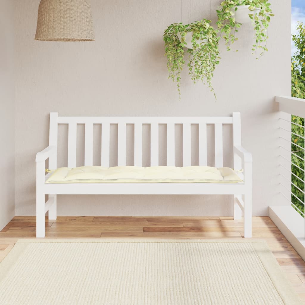 Vidaxl Garden Bench Kissen 150x50x7 cm Oxford Stoff Crèmewit