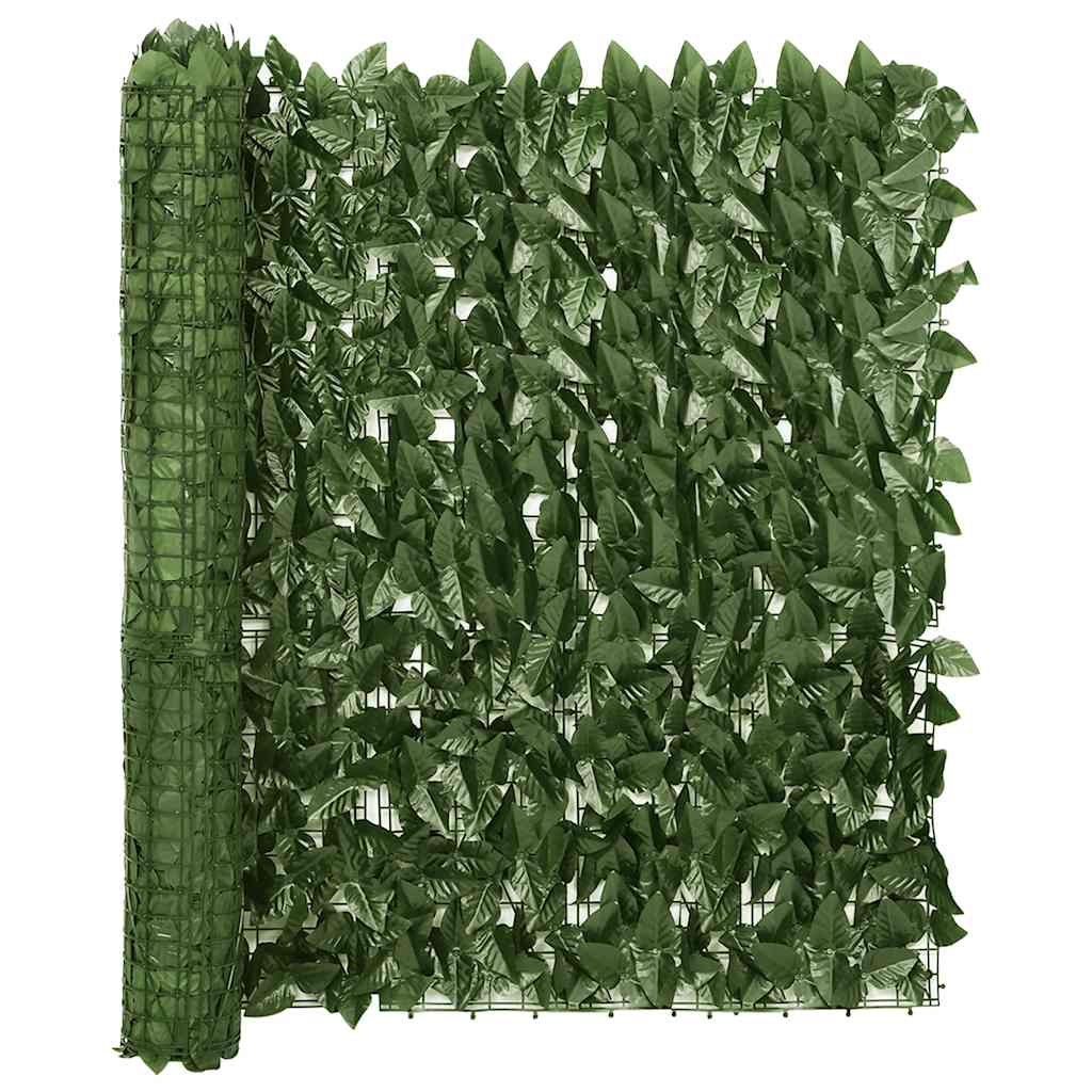 Obrazovka balkonu Vidaxl s tmavě zelenými listy 600x100 cm