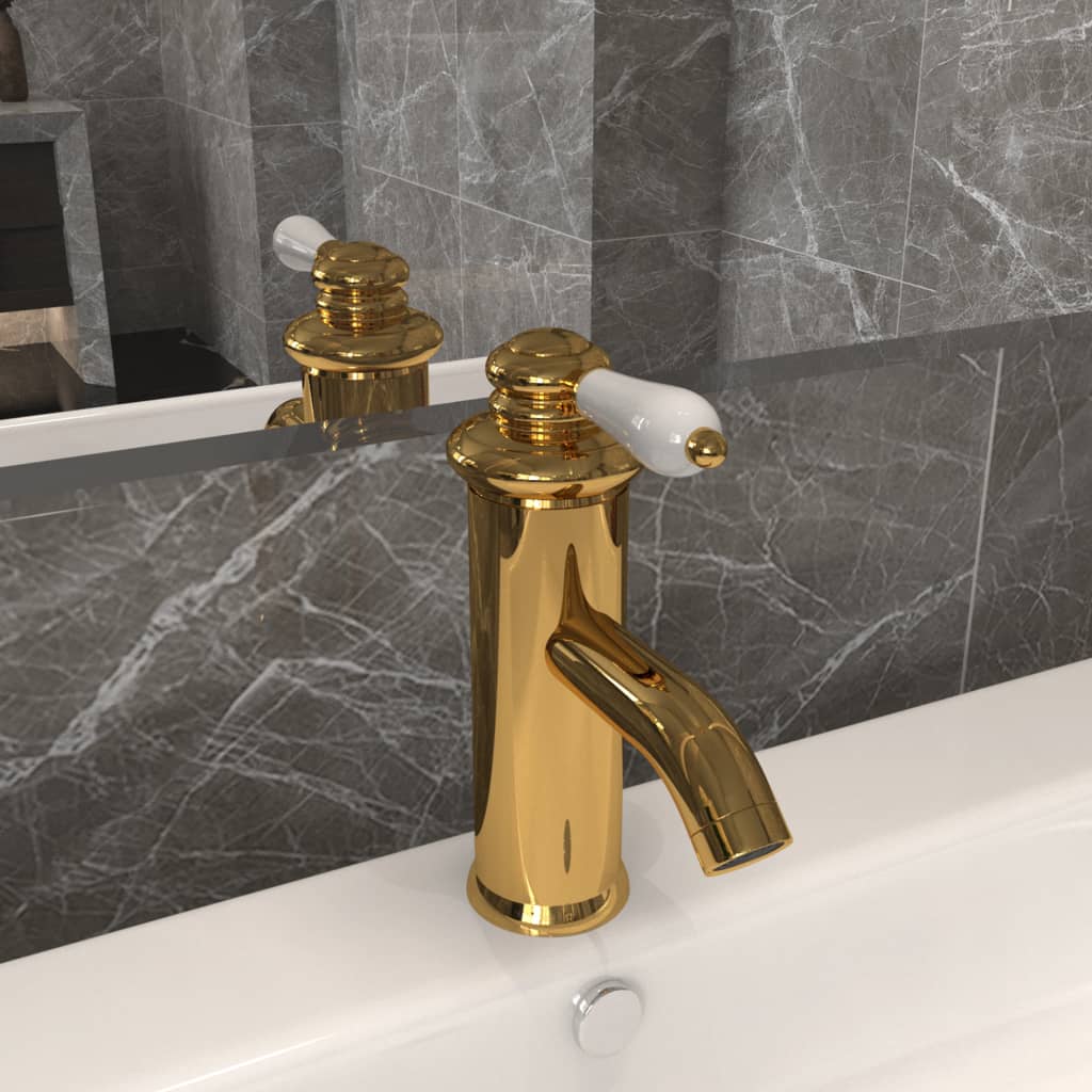 VidaXL Washbasin faucet 130x180 mm gold colored