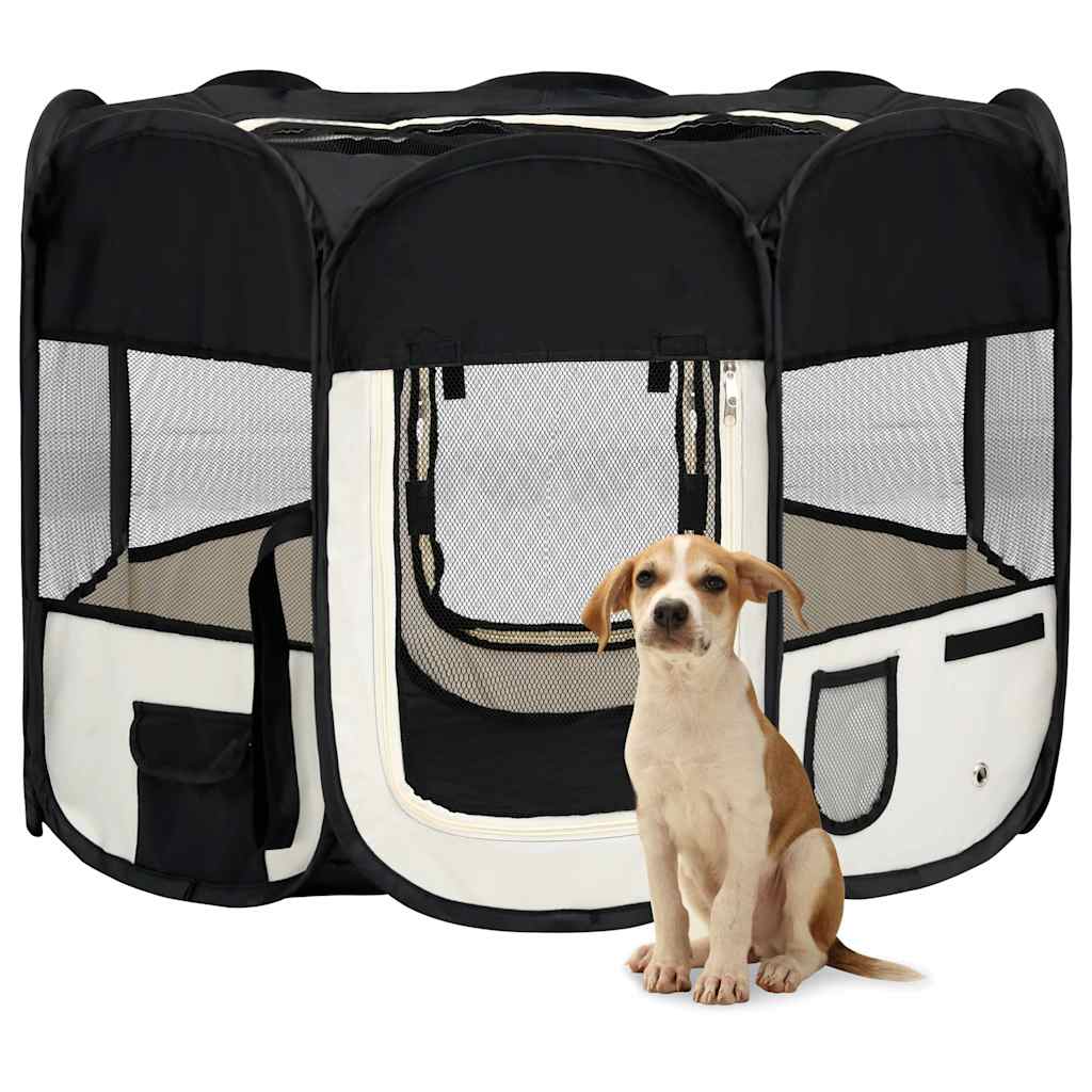 VidaXL Dog Ren Foldable with carrier bag 90x90x58 cm Black