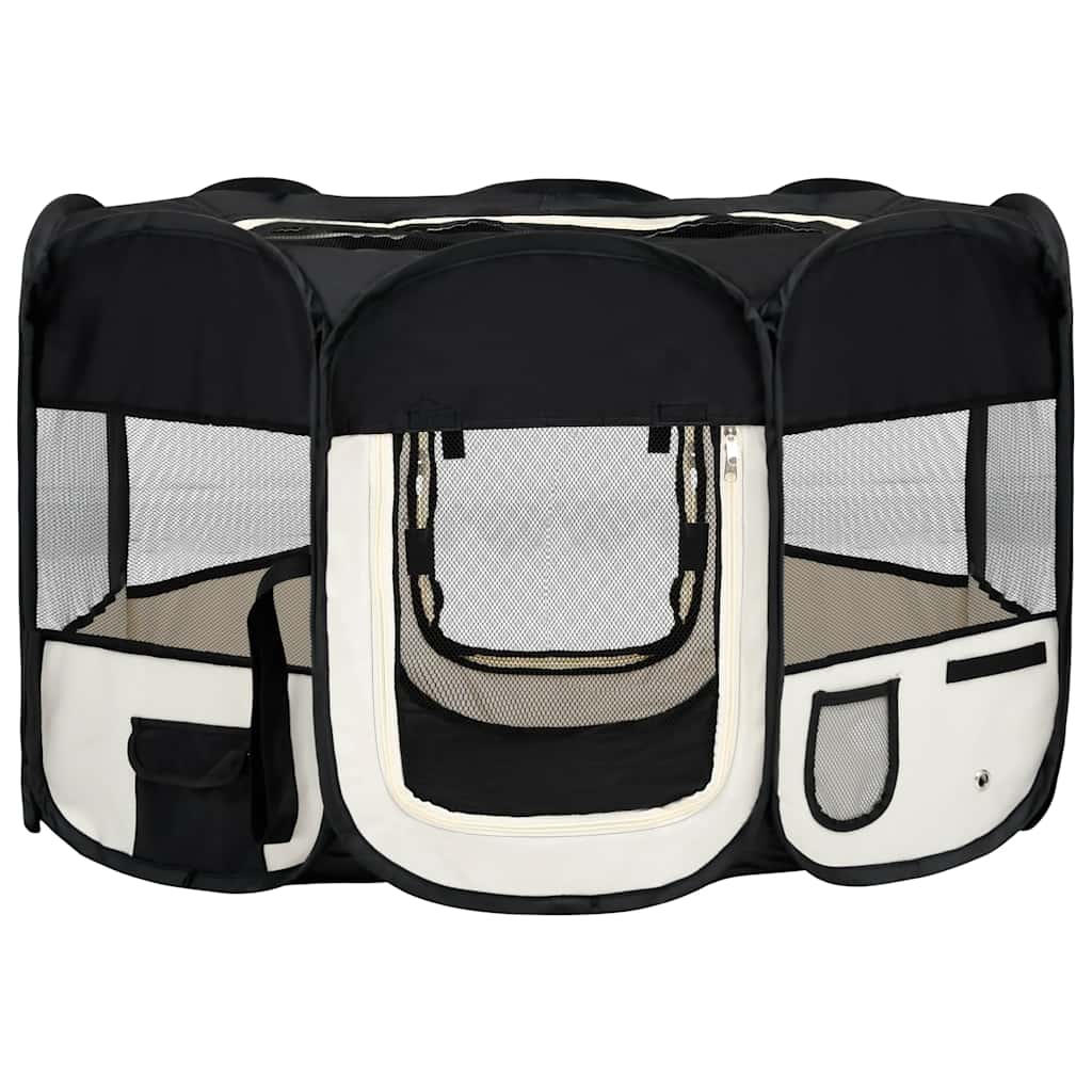 VidaXL Dog Ren Foldable with carrier bag 125x125x61 cm Black