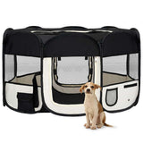 VidaXL Dog Ren Foldable with carrier bag 145x145x61 cm Black