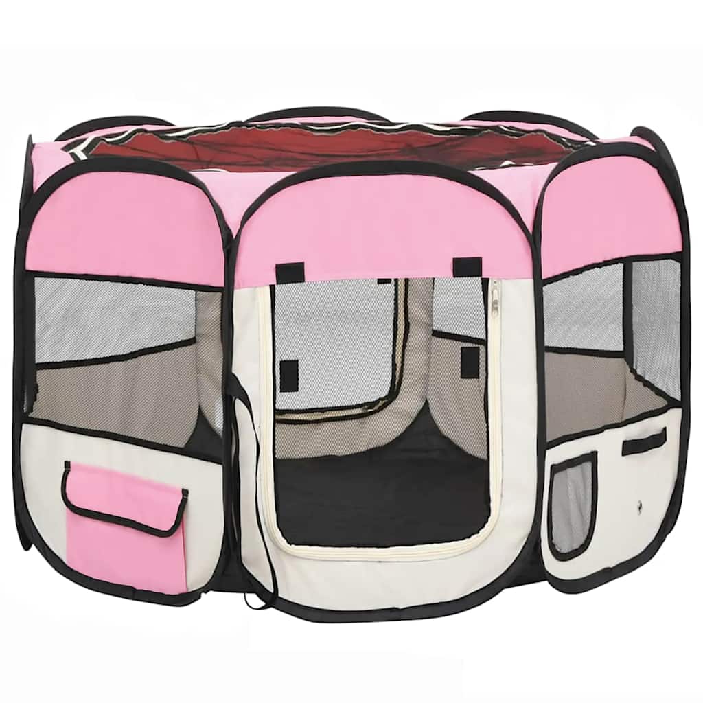 VidaXL Dog Ren Foldable with carrier bag 90x90x58 cm pink