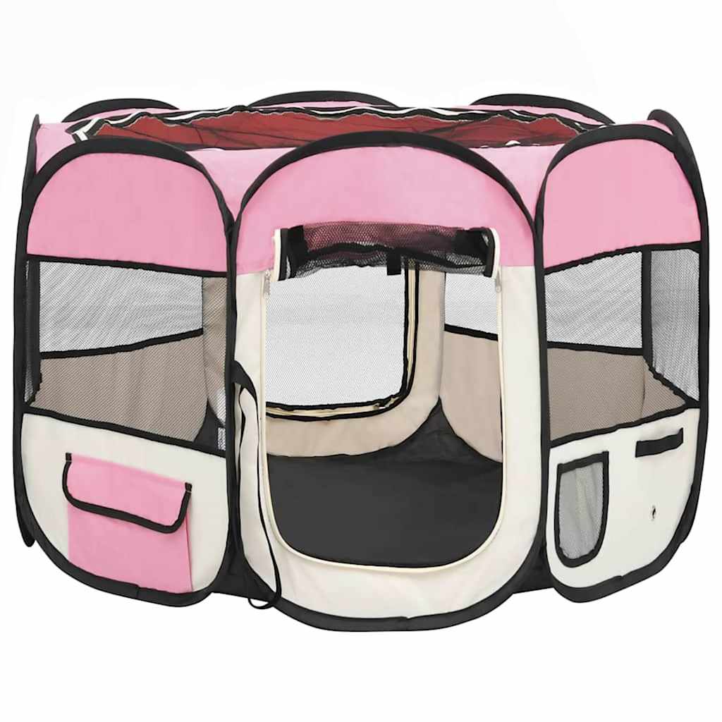 VidaXL Dog Ren Foldable with carrier bag 90x90x58 cm pink