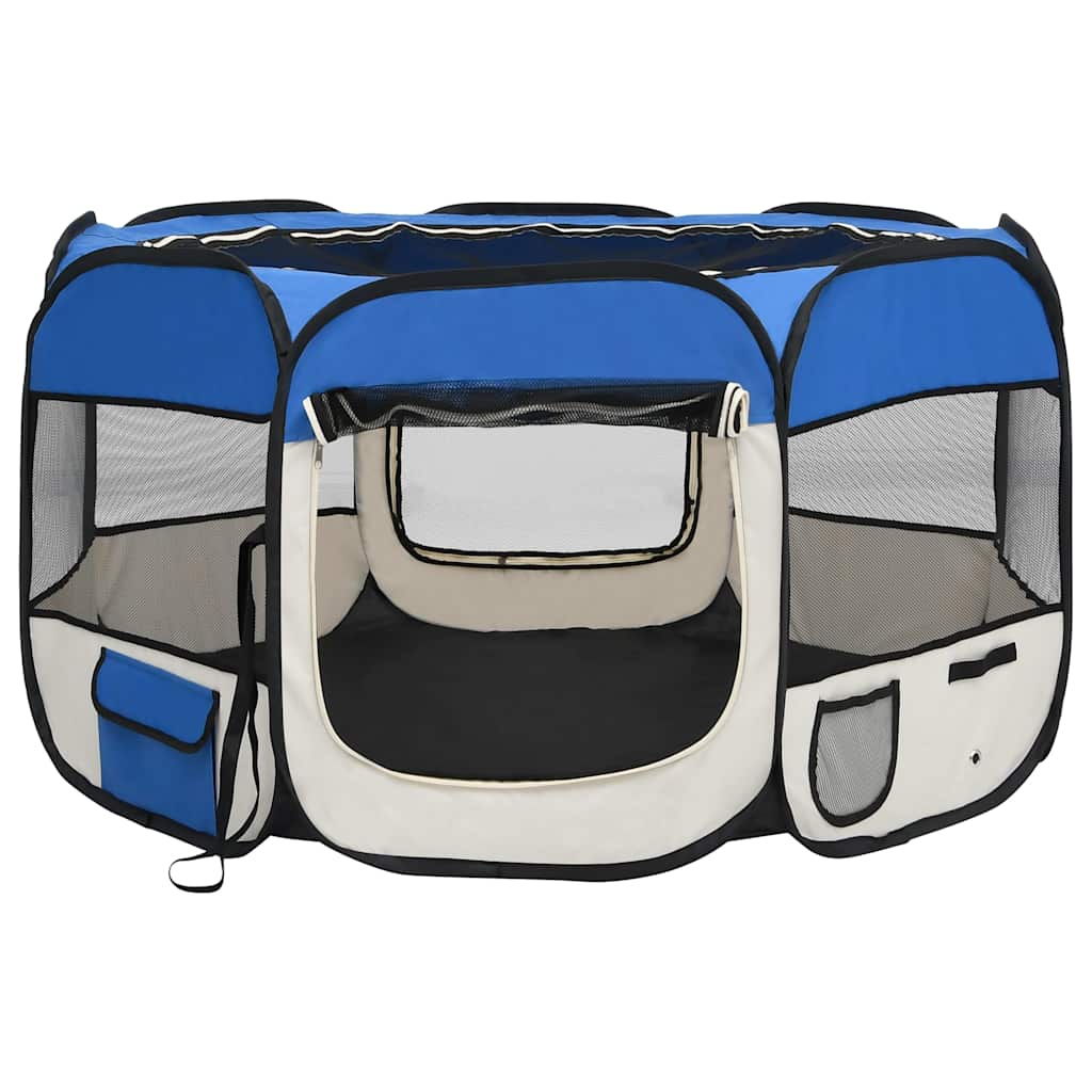 Vidaxl Dog Ren dobrável com bolsa de transportadora 110x110x58 cm azul