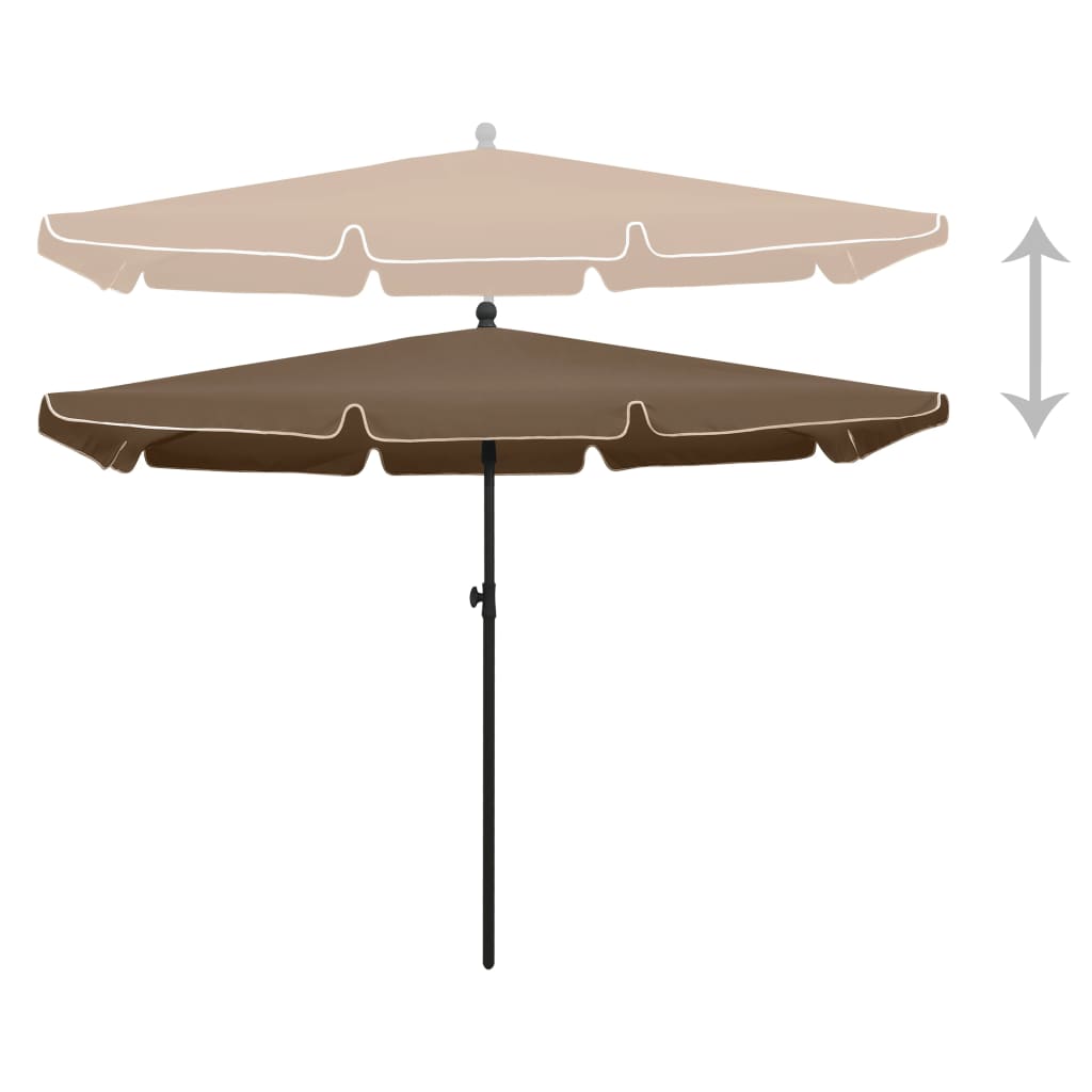 Vidaxl -parasol med stolpe 210x140 cm taupe