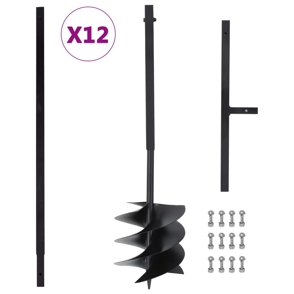 Vidaxl trapano a terra con impugnatura 250 mm con tubo di estensione 12 m in acciaio
