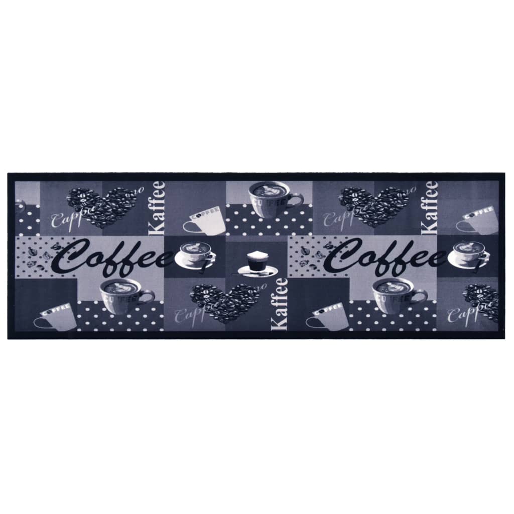 Vidaxl Kitchen mat washable coffee 45x150 cm blue
