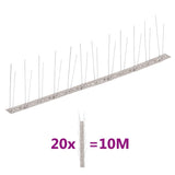 Vidaxl Bird and pigeon pins with 2 rows of 20 pcs 10 m stainless steel