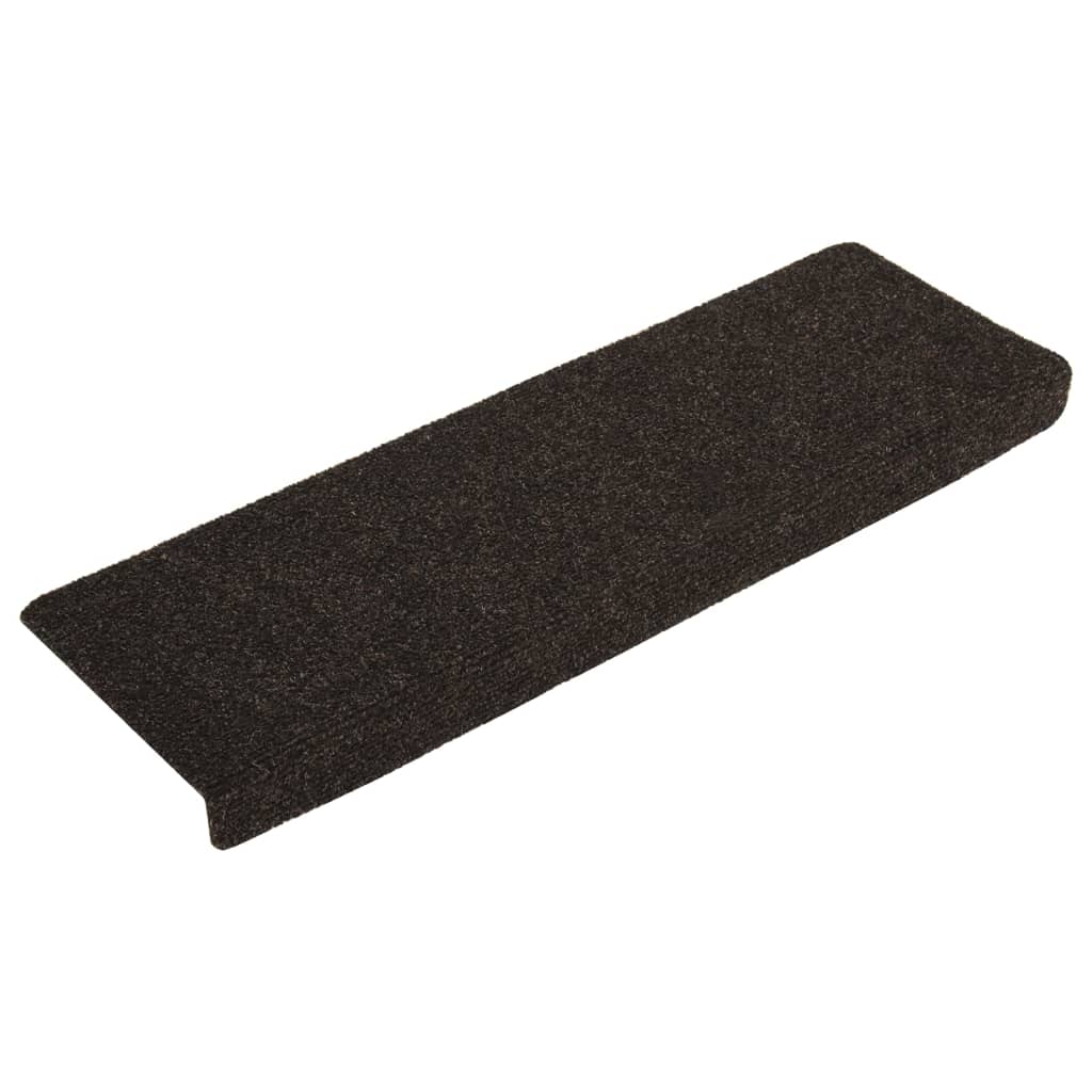 Vidaxl Stair Mats 15 St 65x21x4 cm nål føltes mørkebrun