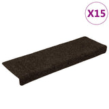 Vidaxl stair mats self-adhesive 15 pieces 65x21x4 cm dark brown rectangular edge