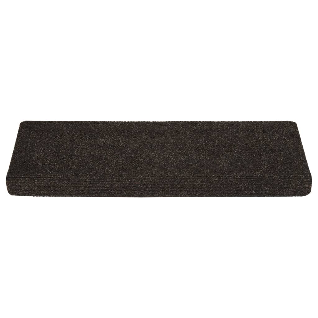 Vidaxl Stair Mats 15 St 65x21x4 cm nål føltes mørkebrun