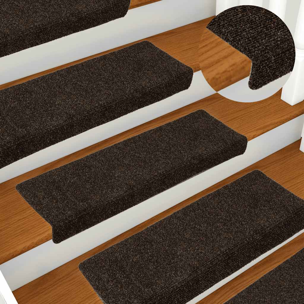 Vidaxl stair mats self-adhesive 15 pieces 65x21x4 cm dark brown rectangular edge