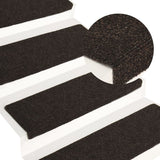 Vidaxl Stair Mats 15 St 65x21x4 cm nål føltes mørkebrun