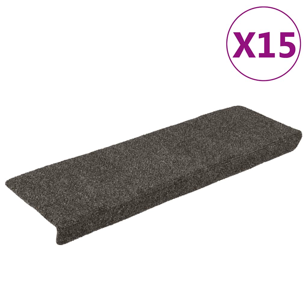 Vidaxl stair mats self -adhesive 15 pieces 65x21x4 cm anthracite rectangular edge