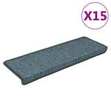 Vidaxl stair mats 15 st 65x21x4 cm dark green rectangular edge