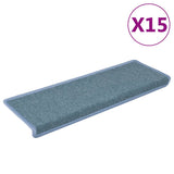 Vidaxl trapmatten 15 st 65x21x4 cm zeeblauw rechthoekige rand