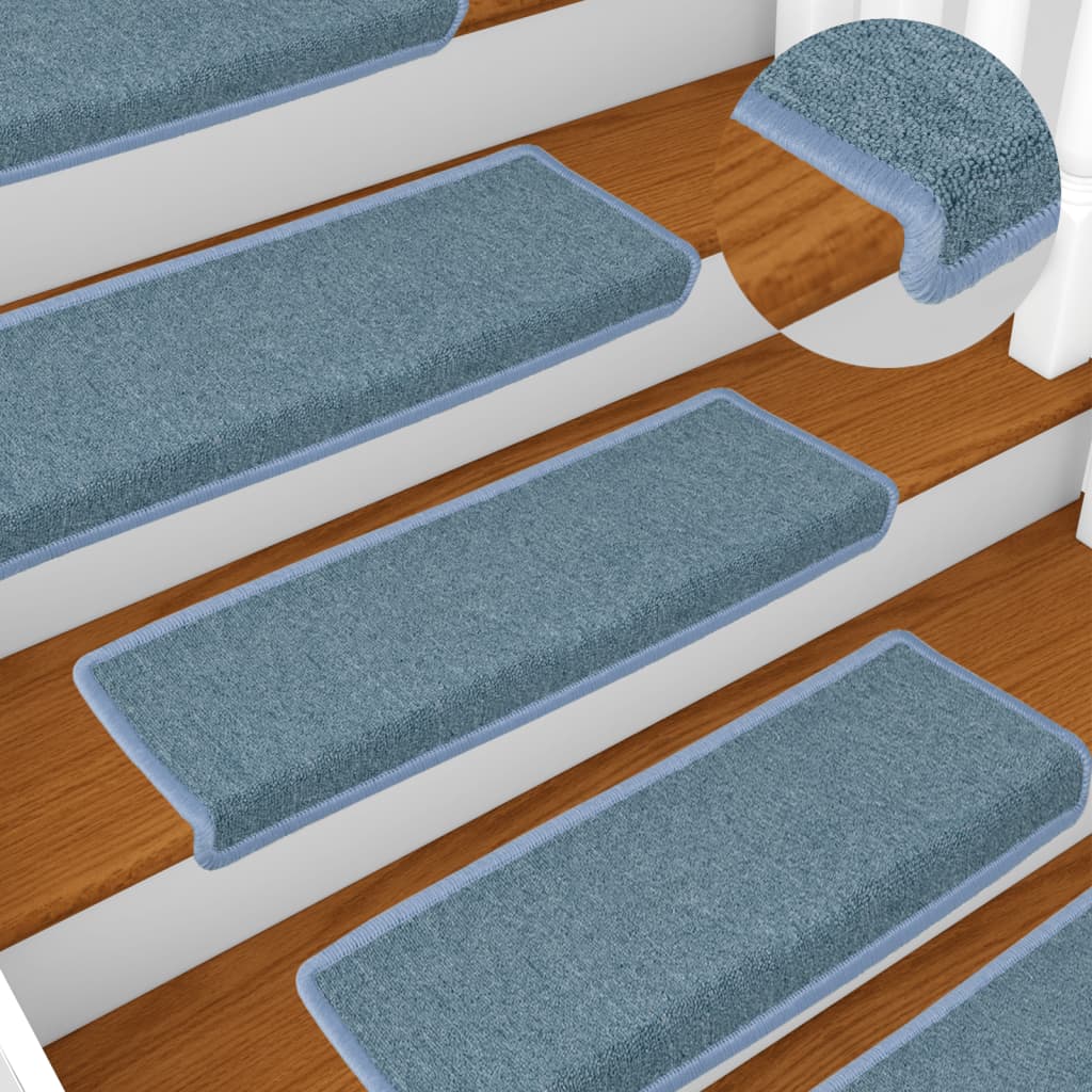 Vidaxl trapmatten 15 st 65x21x4 cm zeeblauw rechthoekige rand