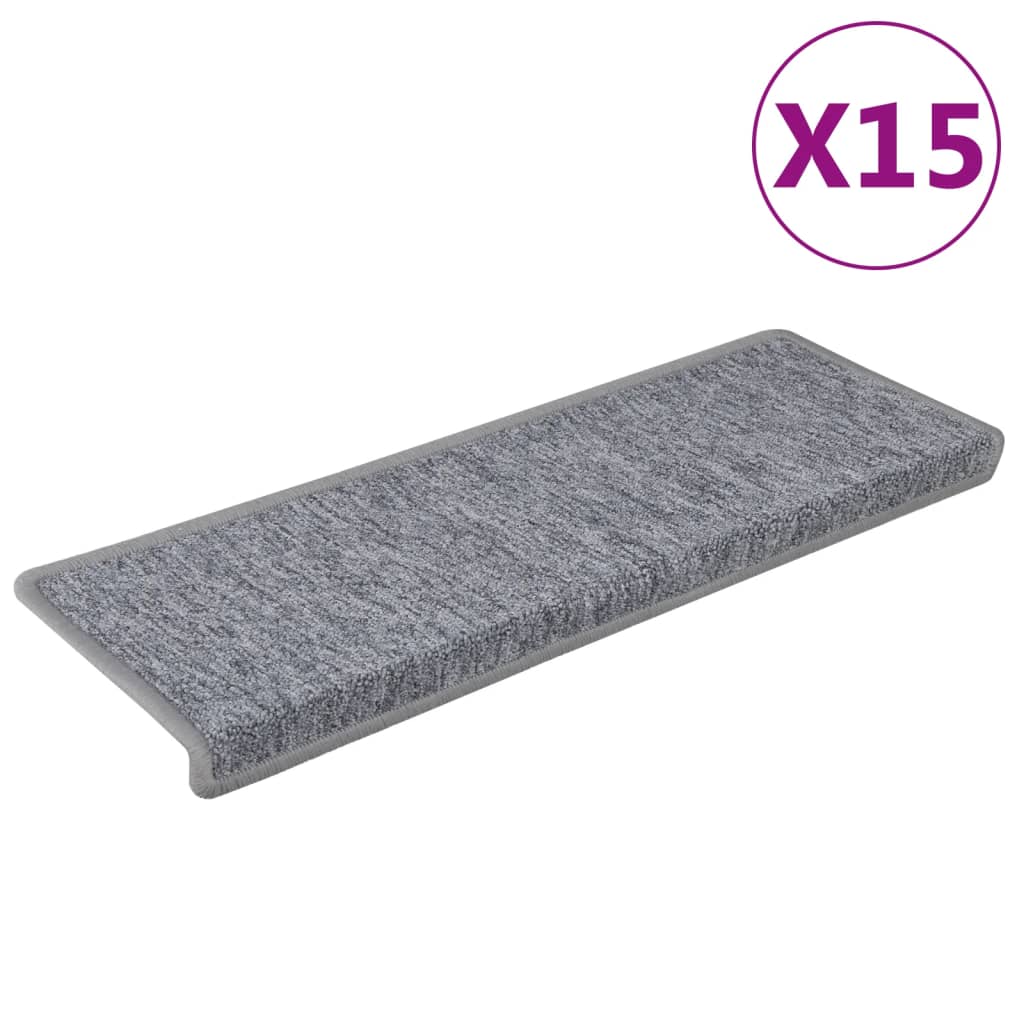 Esteras de escalera de Vidaxl 15 st 65x21x4 cm blanco y gris