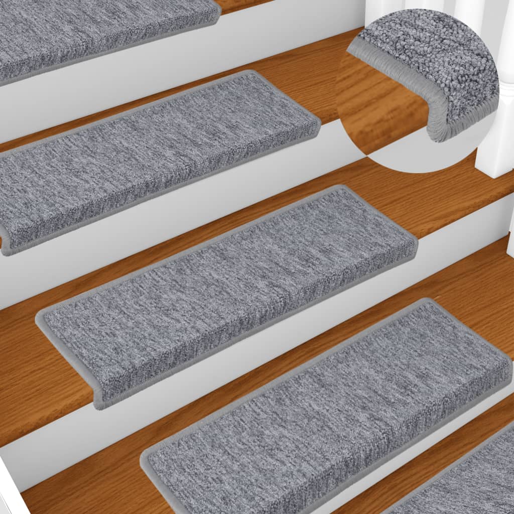 Esteras de escalera de Vidaxl 15 st 65x21x4 cm blanco y gris