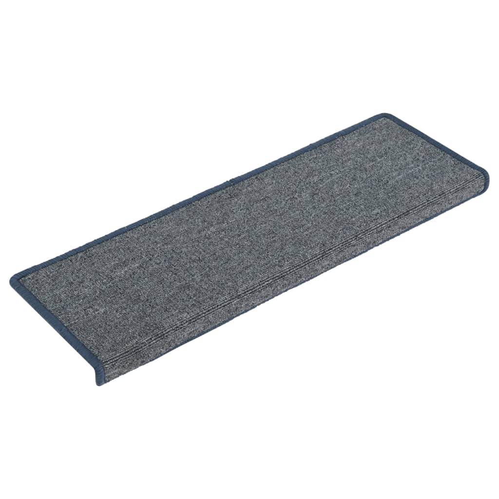 Vidaxl Stairs Mats 15 St 65x21x4 cm ljusgrå och blått med rektangulär kant