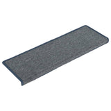 Vidaxl Stairs Mats 15 St 65x21x4 cm ljusgrå och blått med rektangulär kant