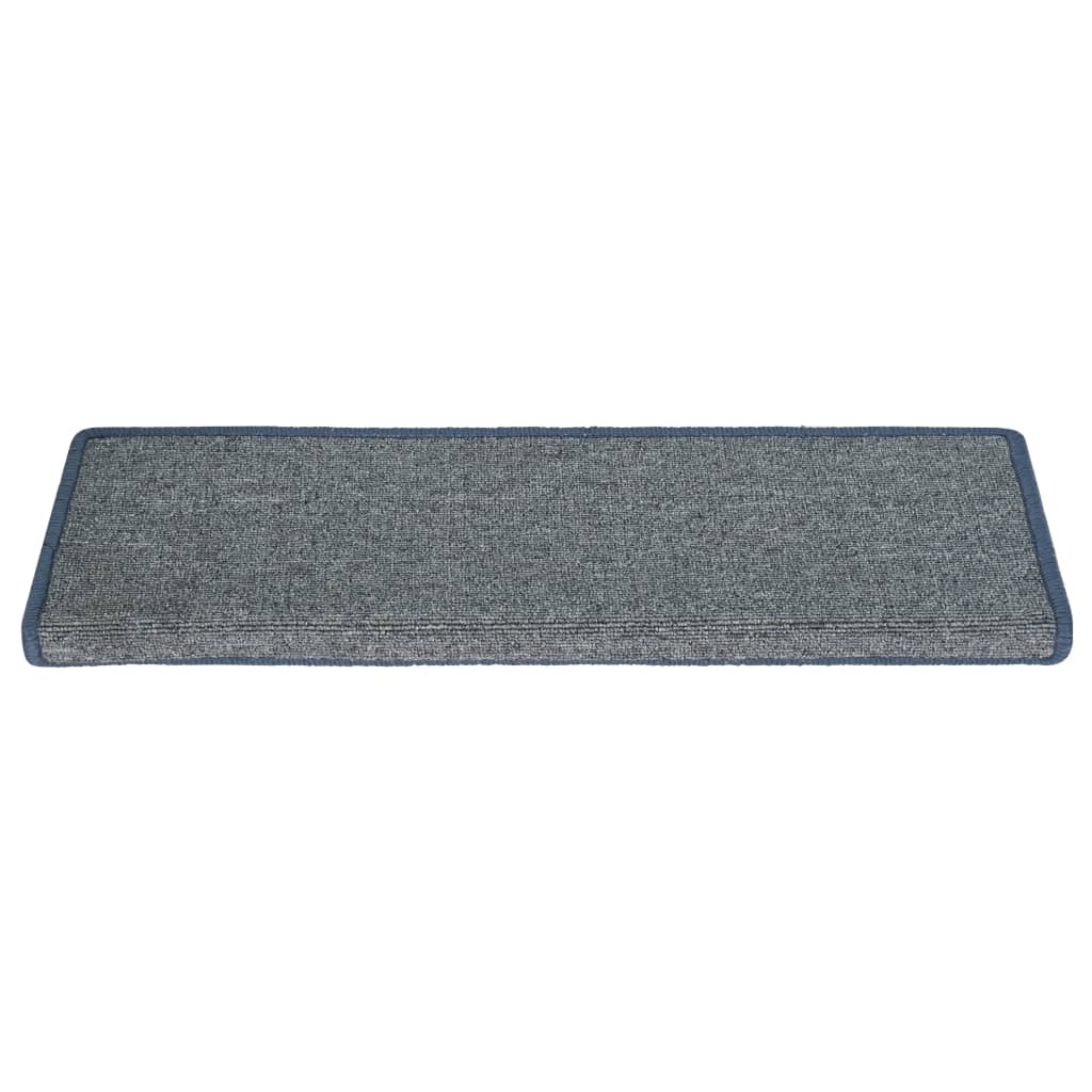 Vidaxl Stairs Mats 15 St 65x21x4 cm ljusgrå och blått med rektangulär kant