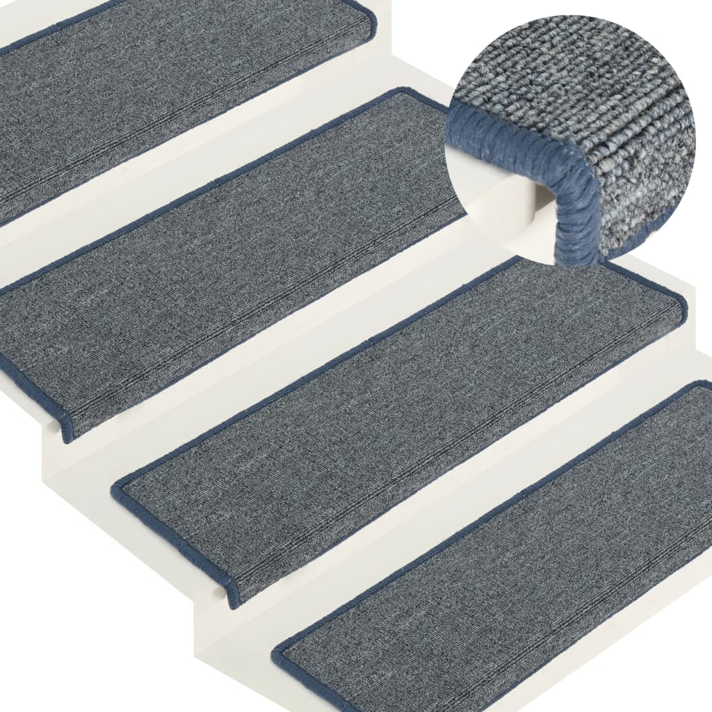 Vidaxl Stairs Mats 15 St 65x21x4 cm ljusgrå och blått med rektangulär kant