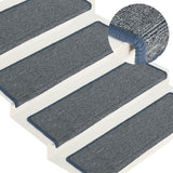 Vidaxl Stairs Mats 15 St 65x21x4 cm ljusgrå och blått med rektangulär kant