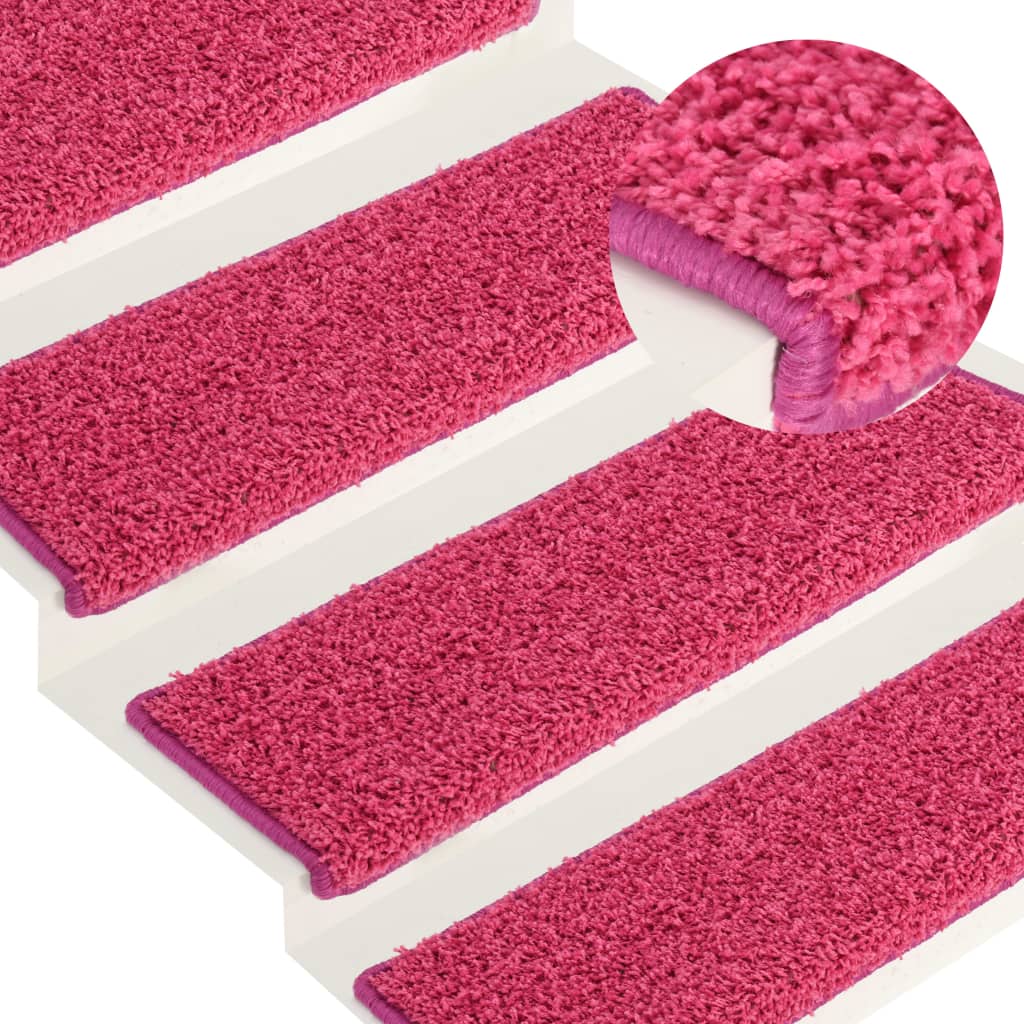 Vidaxl stair mats 15 st 65x21x4 cm pink