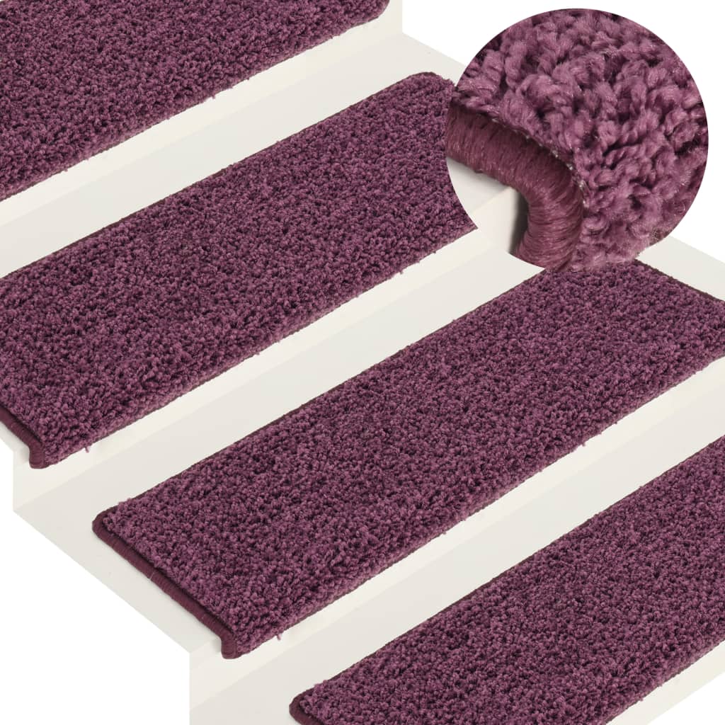 Vidaxl stair mats 15 st 65x21x4 cm dark purple