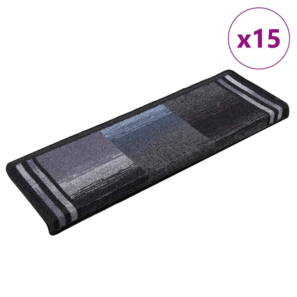 Vidaxl Treppenmatten Selbstadhäsiv 15 ST 65x21x4 cm schwarz und grau