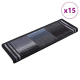 Vidaxl Treppenmatten Selbstadhäsiv 15 ST 65x21x4 cm schwarz und grau