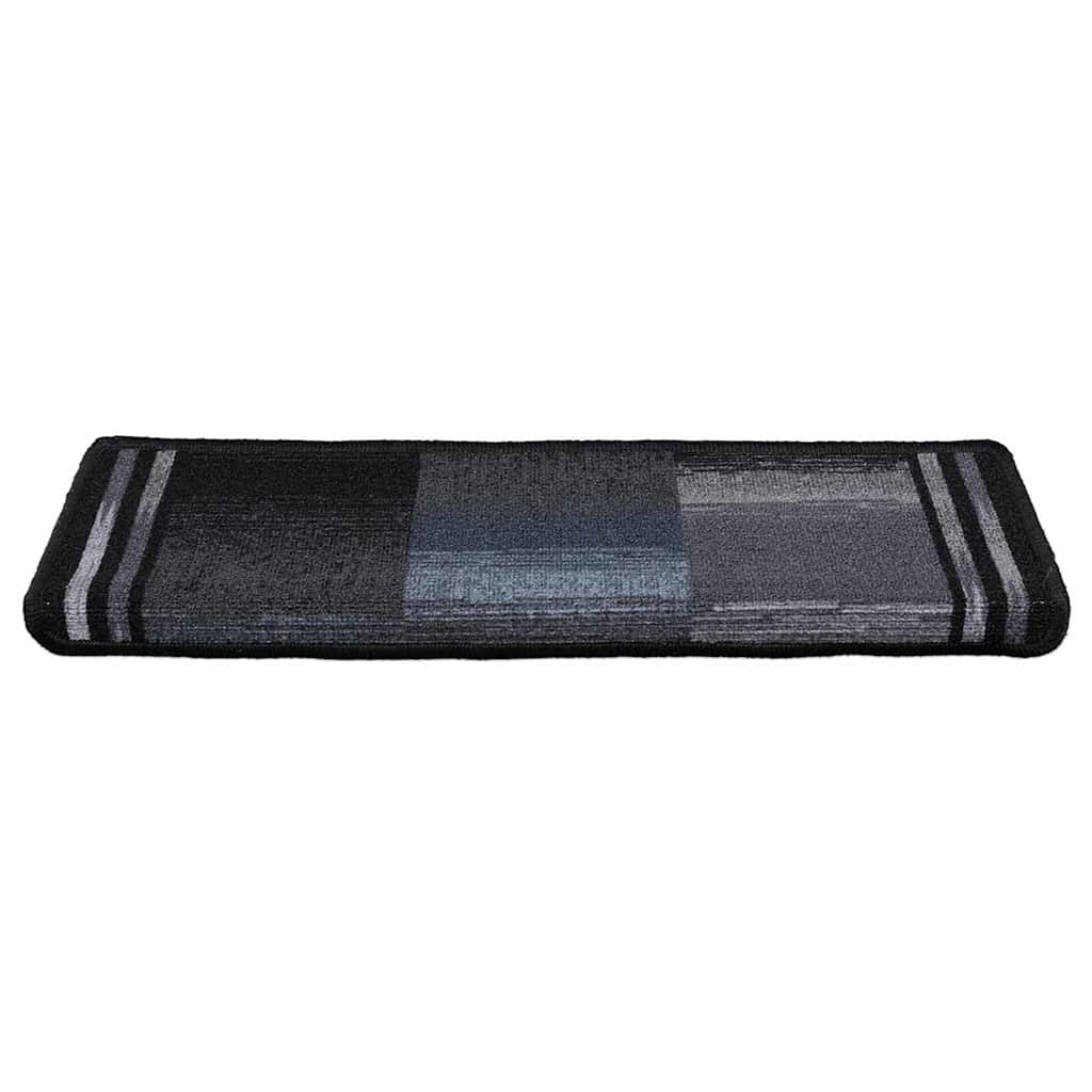 Vidaxl Treppenmatten Selbstadhäsiv 15 ST 65x21x4 cm schwarz und grau