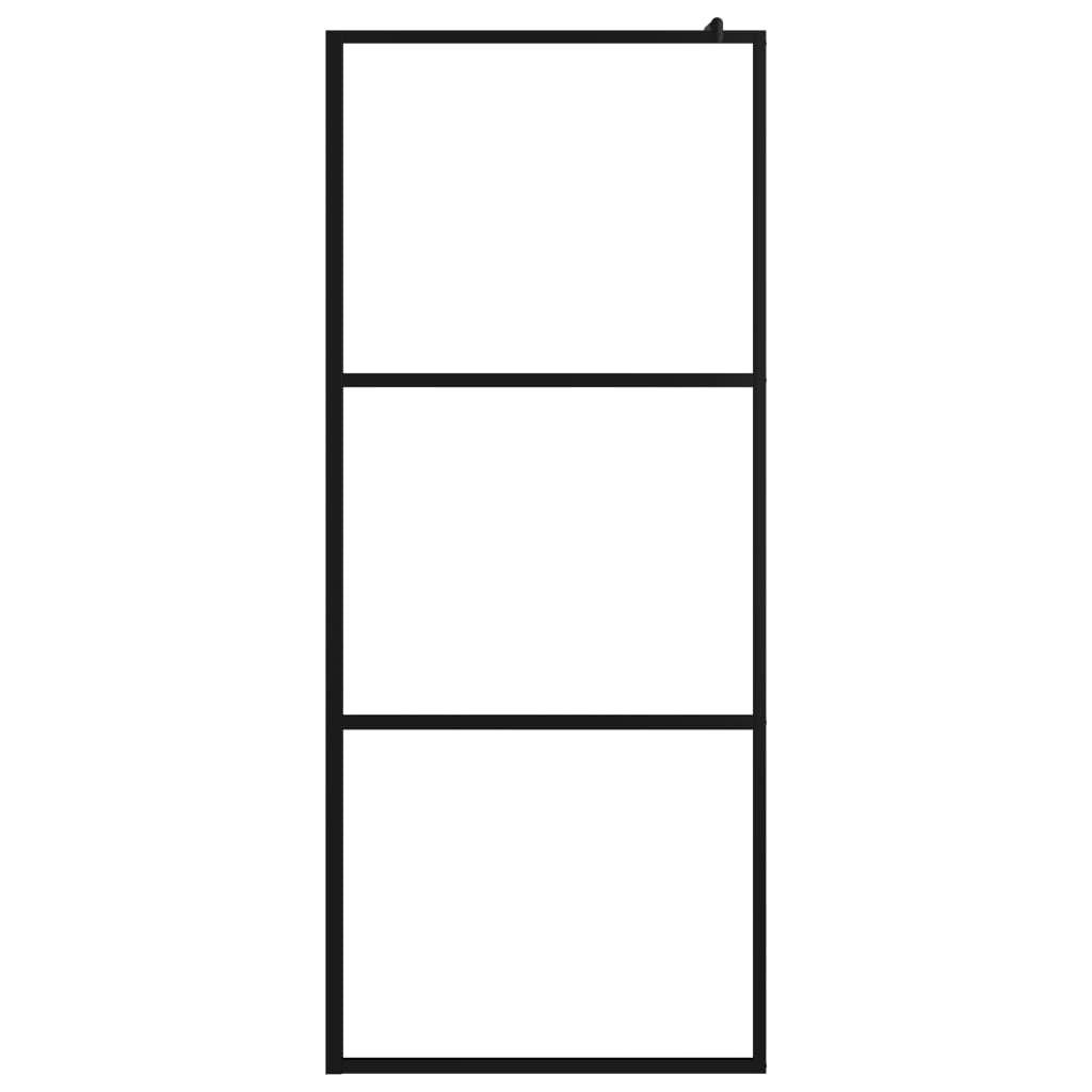 Vidaxl Walk-in shower wall Transparent 90x195 cm ESG glass black
