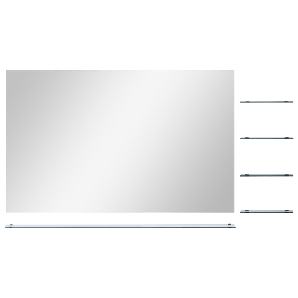 Espejo de pared Vidaxl con 5 estantes 100x60 cm de color plateado