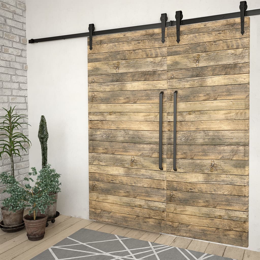 Vidaxl hardware sets for sliding doors 2 st 200 cm steel black
